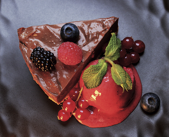 Chocolate mousse cake with berries
