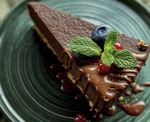 Chocolate mousse cake with berries