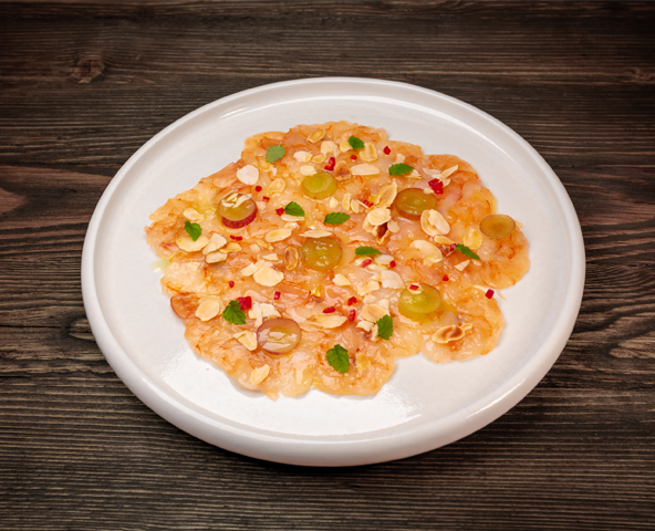 Carpaccio of lightly salted shrimp
