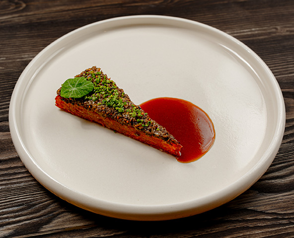 Hash brown c грибным дюкселем и луковым демигласом