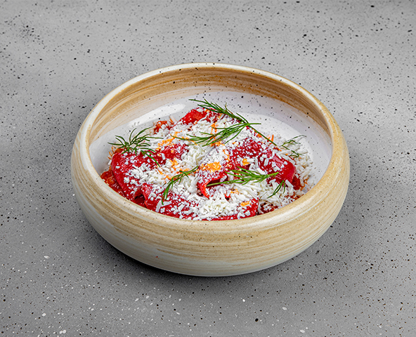 Roasted peppers with sheep cheese