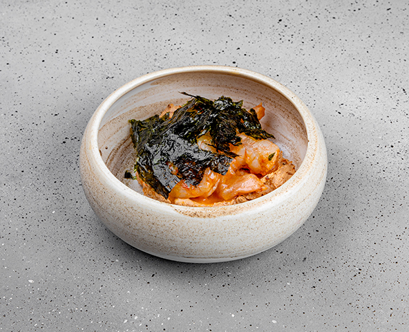 Creamy mousse with sun-dried tomatoes and shrimp
